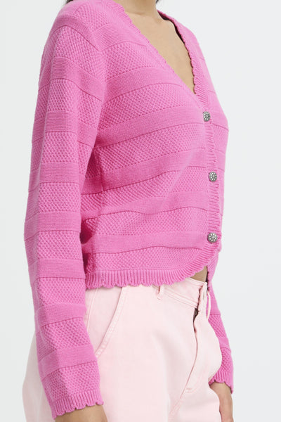 Mikayla Scalloped Cotton Cardigan (Phiox Pink)