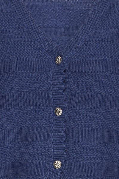 Mikayla Scalloped Cotton Cardigan (Medieval Blue)