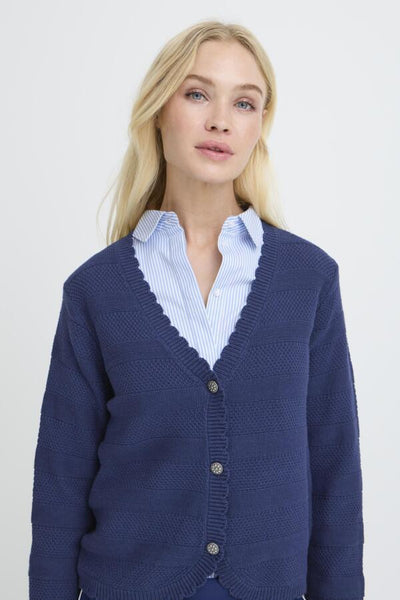 Mikayla Scalloped Cotton Cardigan (Medieval Blue)