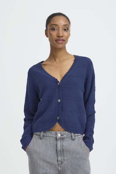 Mikayla Scalloped Cotton Cardigan (Medieval Blue)