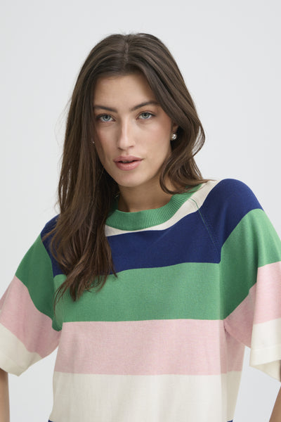 Morla Striped Knit Sweater (Parfait Pink)