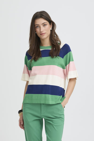 Morla Striped Knit Sweater (Parfait Pink)