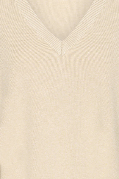 Morla Loose V Neck Sweater (Oyster Melange)