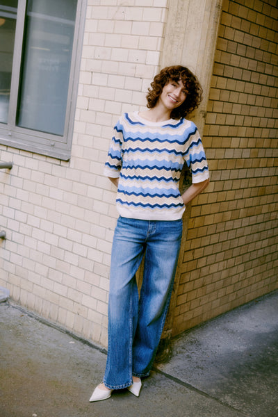 Morla Pointelle Sweater (Blue)