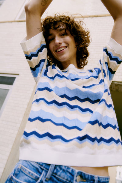 Morla Pointelle Sweater (Blue)