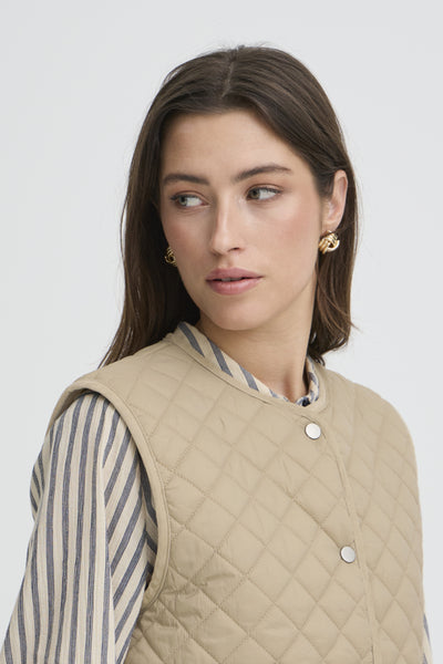 Berta Button Down Vest (Cream)