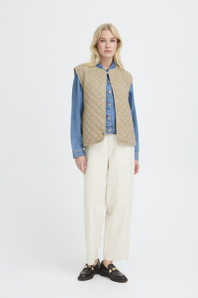 Berta Button Down Vest (Cream)