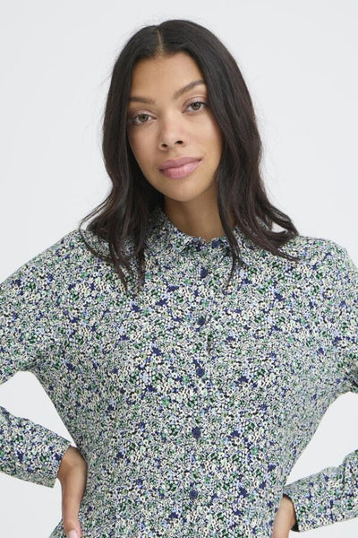 Gabria Shirt Dress (Blue Ditsy)