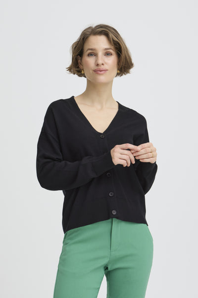 Morla Button Down Cardigan (Black)