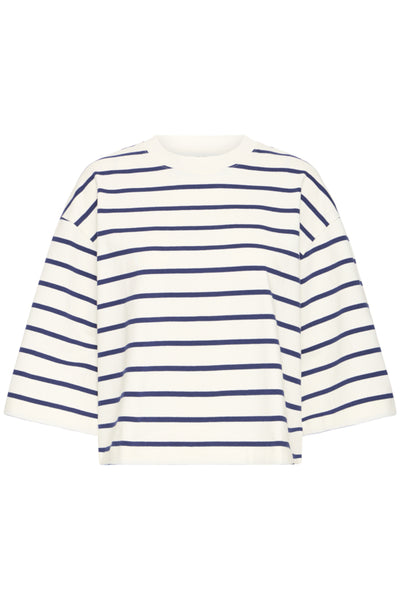 Saima Cotton Stripe Top (Navy Stripe)