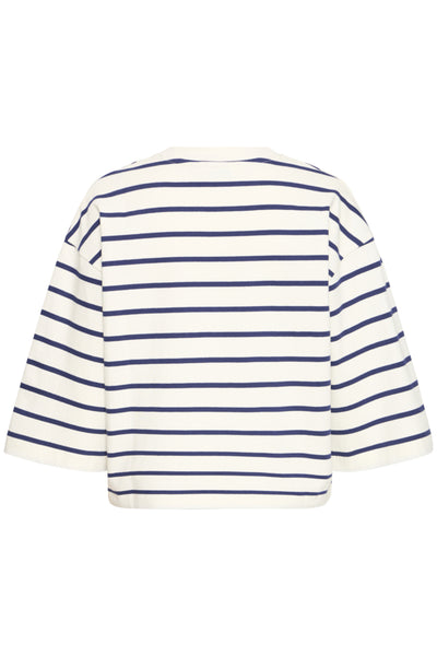 Saima Cotton Stripe Top (Navy Stripe)