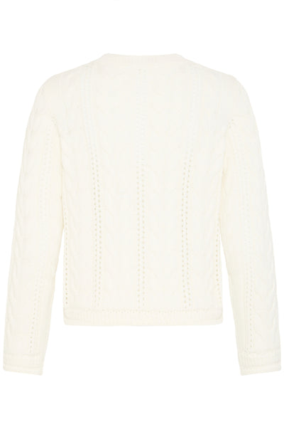 Mikala Cotton Cable Knit Cardigan (White)