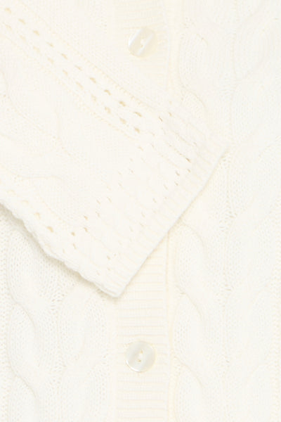 Mikala Cotton Cable Knit Cardigan (White)