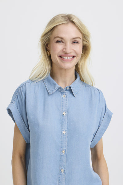 Kosmo Lyocell Button Down Top (Light Blue)