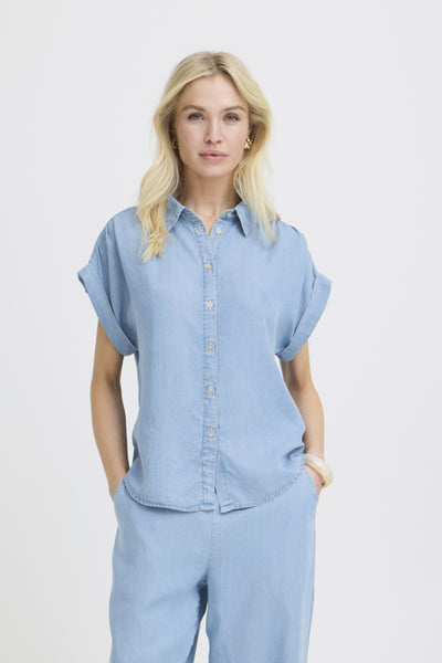 Kosmo Lyocell Button Down Top (Light Blue)