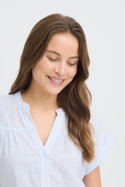 Izola Cotton/Linen Blend Top (Windsurfer Blue)