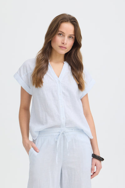 Izola Cotton/Linen Blend Top (Windsurfer Blue)
