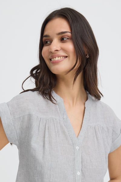 Izola Cotton/Linen Blend Top (Veviter Green)