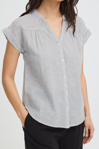 Izola Cotton/Linen Blend Top (Veviter Green)