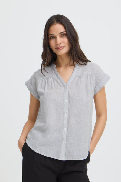 Izola Cotton/Linen Blend Top (Veviter Green)