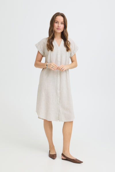Izola Cotton/Linen Blend Dress (Vetiver Green)