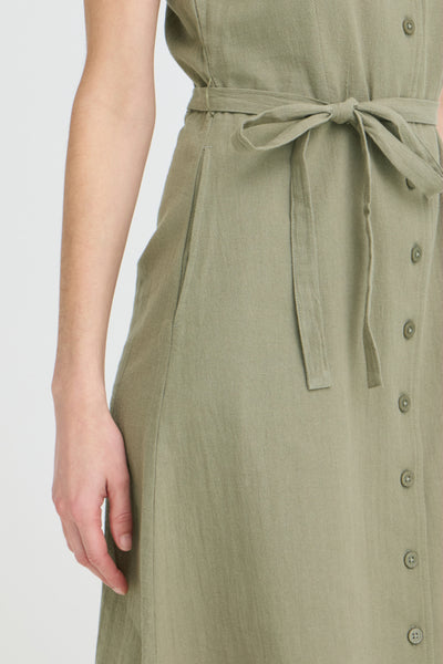 Yellana Cotton Dress (Vetiver Green)