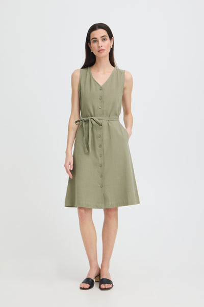Yellana Cotton Dress (Vetiver Green)
