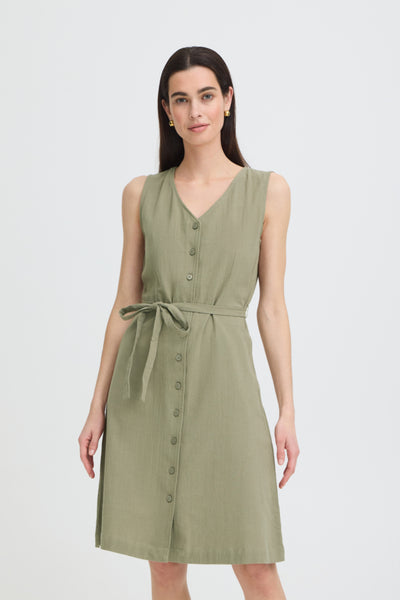 Yellana Cotton Dress (Vetiver Green)