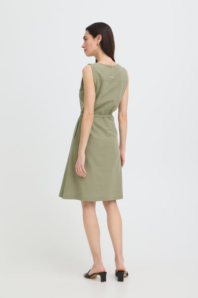 Yellana Cotton Dress (Vetiver Green)