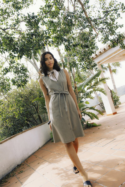 Yellana Cotton Dress (Vetiver Green)