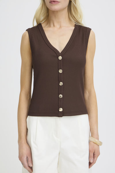 Rubina Ribbed Tank (French Roast)