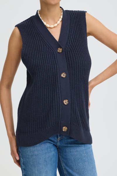 Mella Cotton Blend Knit Vest (Navy)