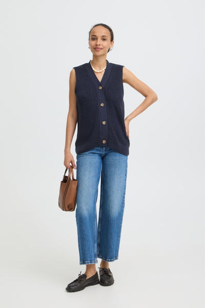 Mella Cotton Blend Knit Vest (Navy)