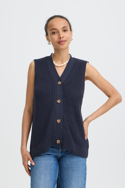 Mella Cotton Blend Knit Vest (Navy)