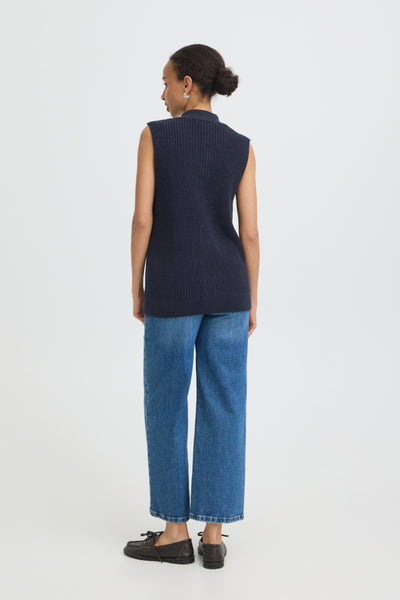 Mella Cotton Blend Knit Vest (Navy)