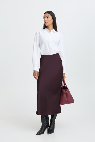 Dacanna Satin Skirt (Fudge)