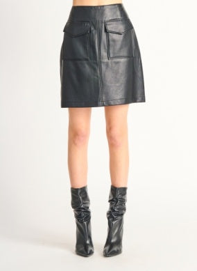 Laura Faux Leather Skirt (Black)