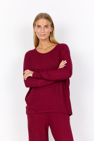 Biara Classic Pullover (Dark Red Melange)