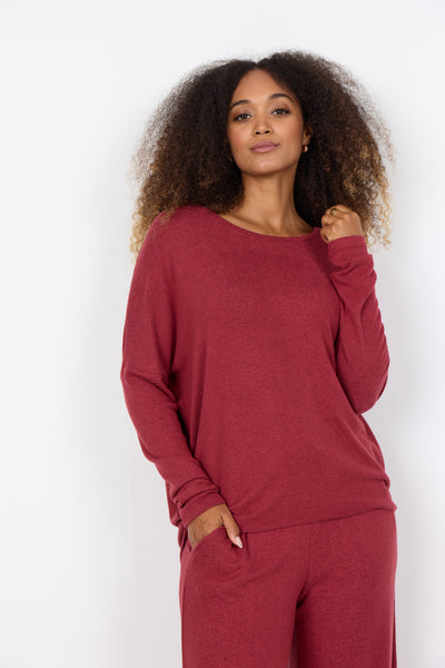 Biara Classic Pullover (Dark Red Melange)