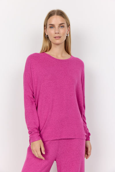 Biara Classic Pullover (Fuchsia Melange)