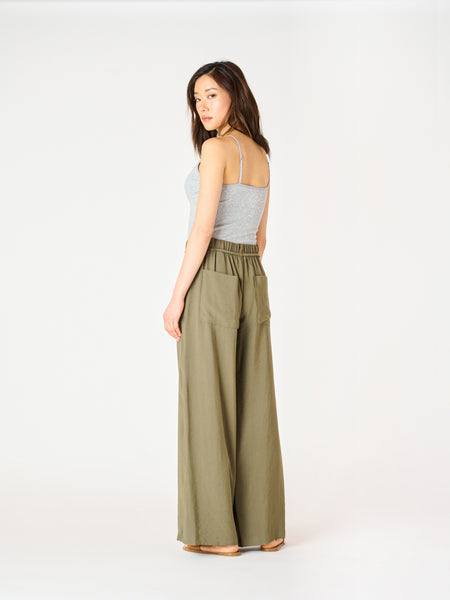 Kayla Wide Leg Drawstring Pant (Olive)