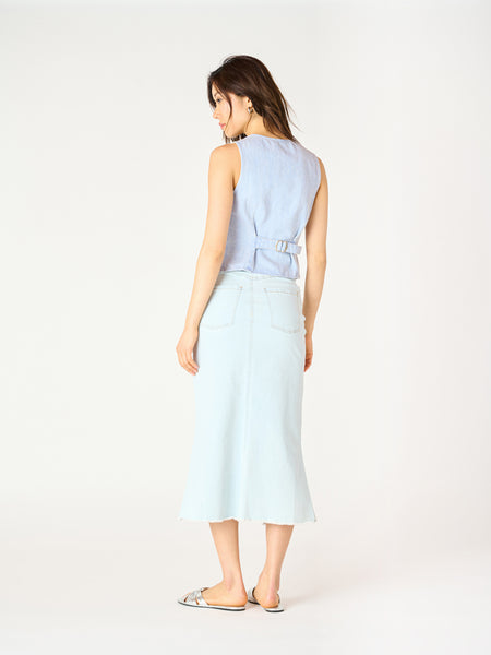 Morgan Bleached Denim Midi Skirt