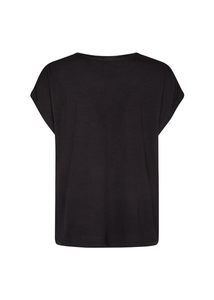 Thilde Stain V Neck Top (Black)