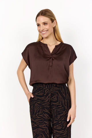 Thilde Stain V Neck Top (Hot Fudge)