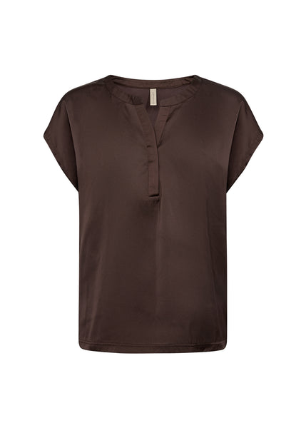 Thilde Stain V Neck Top (Hot Fudge)
