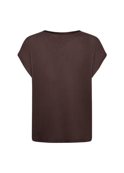 Thilde Stain V Neck Top (Hot Fudge)