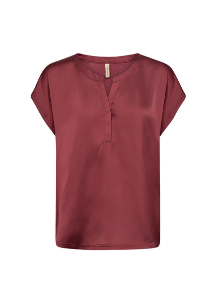 Thilde Stain V Neck Top (Ox Red)