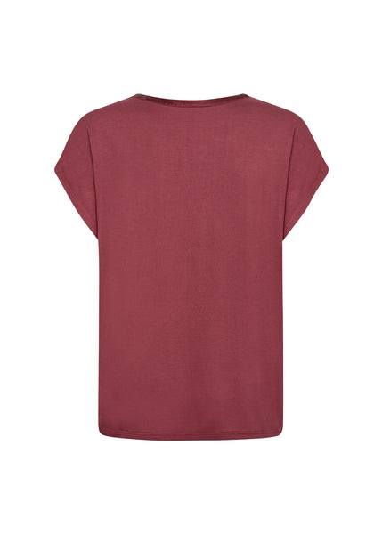 Thilde Stain V Neck Top (Ox Red)