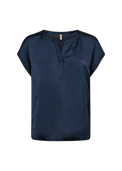 Thilde Stain V Neck Top (Navy)