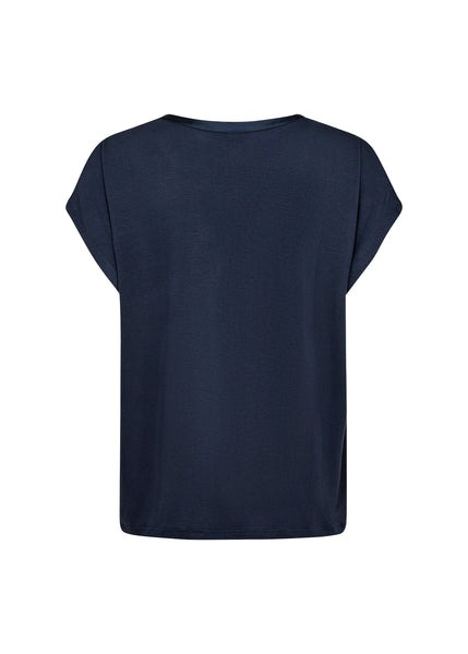 Thilde Stain V Neck Top (Navy)